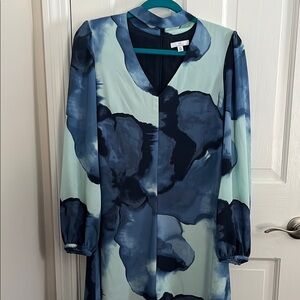 Halston Blue and Gray Artistic Dress